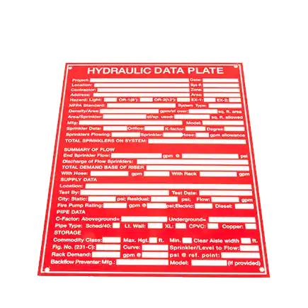 HYDRAULIC SYSTEM CALC SIGN 5"X7"