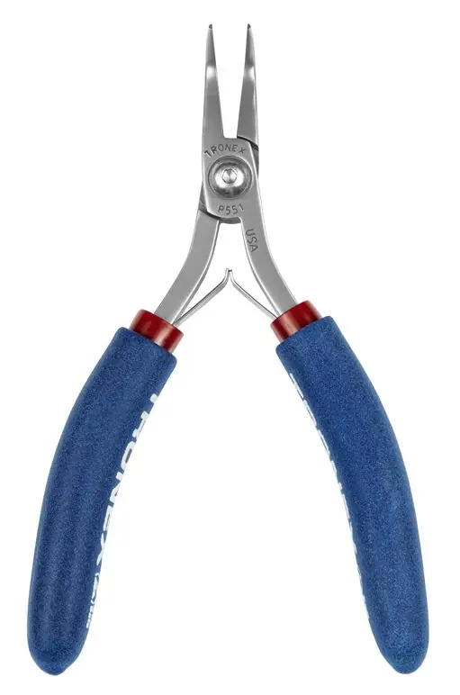 Tronex P551 Bent Nose Pliers with 60° Angled Smooth Jaw & Fine Tips, 5" OAL