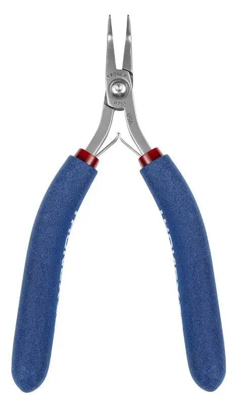 Tronex P751 Bent Nose Pliers with 60° Angled Smooth Jaw, Fine Tips & Long Ergonomic Handles, 6" OAL