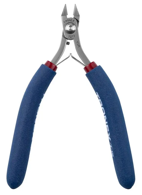 Tronex 7213 Pointed Medium Tapered Head Razor-Flush Carbon Steel Cutter with Long Ergonomic Handles, 5.6" OAL