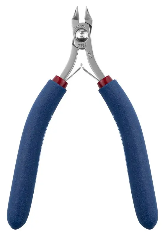 Tronex 7222 Pointed Medium Tapered & Relieved Head Flush Carbon Steel Cutter with Long Ergonomic Handles, 5.6" OAL