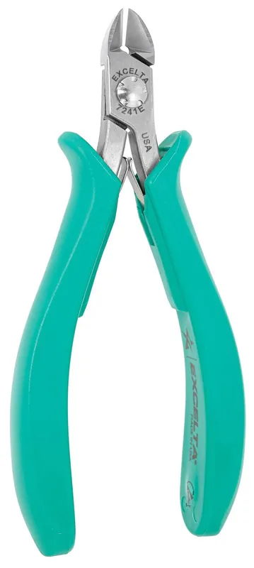 Excelta 7241E ★★★★★ Lazer Line® ESD-Safe Medium Oval Head Optimum Flush Carbon Steel 0.005" Beveled Side Cutter with Molded Grip Handles, 4.75" OAL