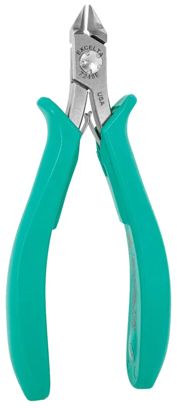 Excelta 7248E ★★★★★ Lazer Line® ESD-Safe Medium Tapered Relieved Head Lazer-Flush Carbon Steel Side Cutter with Molded Grip Handles, 4.75" OAL