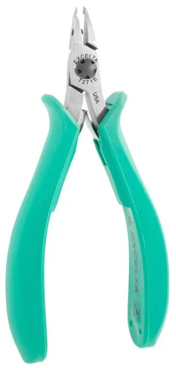 Excelta 7271E ★★★★★ Lazer Line® ESD-Safe Long Nose Relieved Head Lazer-Flush Carbon Steel Cutter with Molded Grip Handles, 5.25" OAL