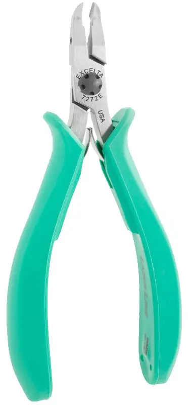 Excelta 7272E ★★★★★ Lazer Line® Medium Tapered & Relieved Head Lazer-Flush Carbon Steel Side Cutter with Molded Grip Handles, 4.75" OAL