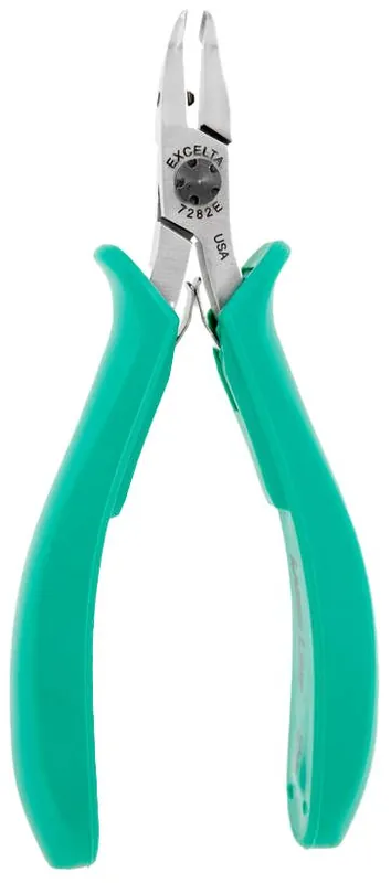 Excelta 7282E ★★★★★ Lazer Line® ESD-Safe Medium 50° Angulated Tapered Head Optimum Flush Carbon Steel Cutter with Molded Grip Handles, 5" OAL