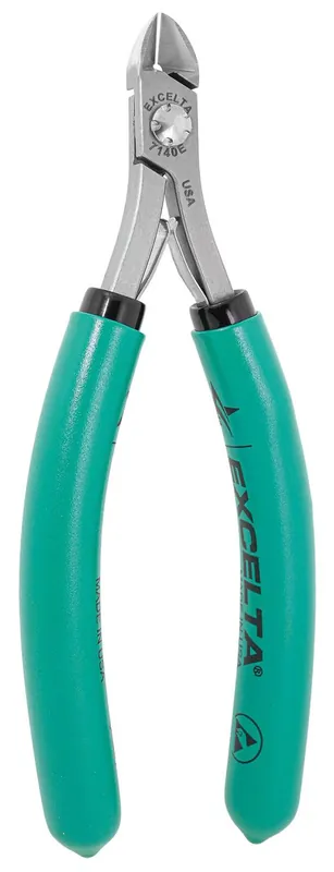 Excelta 7140E ★★★★★ Lazer Line® ESD-Safe Medium Oval Head Semi-Flush Carbon Steel Side Cutter with Long Cushion Grip Handles, 5.75" OAL