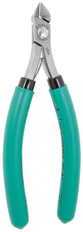 Excelta 7144E ★★★★★ Lazer Line® ESD-Safe Medium Tapered Head Optimum Flush Carbon Steel Side Cutter with Long Cushion Grip Handles, 5.75" OAL