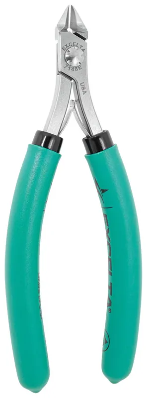 Excelta 7148E ★★★★★ Lazer Line® ESD-Safe Medium Tapered Relieved Head Lazer-Flush Carbon Steel Side Cutter with Long Cushion Grip Handles, 5.75" OAL