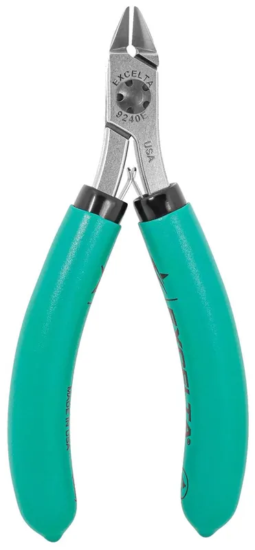Excelta 9240E ★★★★★ Lazer Line® ESD-Safe Medium Oval Head Semi-Flush Carbon Steel Side Cutter with Standard Grip Handles, 4.5" OAL