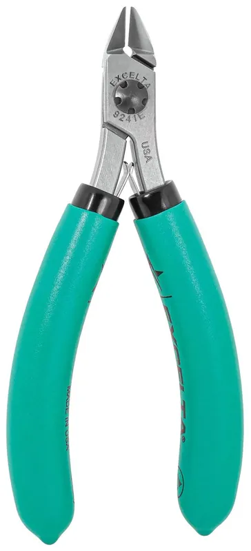 Excelta 9241E ★★★★★ Lazer Line® ESD-Safe Medium Oval Head Optimum Flush Carbon Steel Side Cutter with Standard Grip Handles, 4.5" OAL