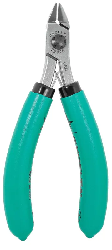 Excelta 9242E ★★★★★ Lazer Line® ESD-Safe Medium Oval Head Lazer-Flush Carbon Steel Side Cutter with Standard Grip Handles, 4.5" OAL
