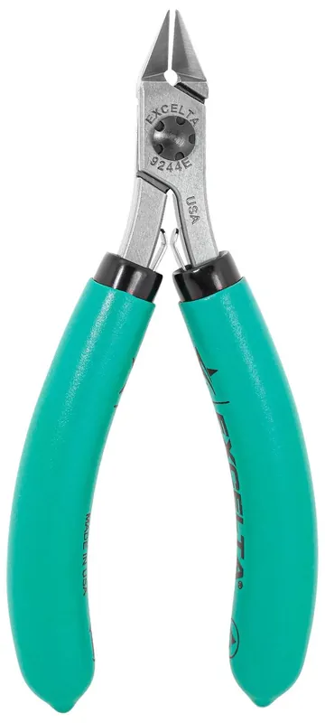 Excelta 9244E ★★★★★ Lazer Line® ESD-Safe Medium Tapered Head Optimum Flush Carbon Steel Side Cutter with Standard Grip Handles, 4.5" OAL