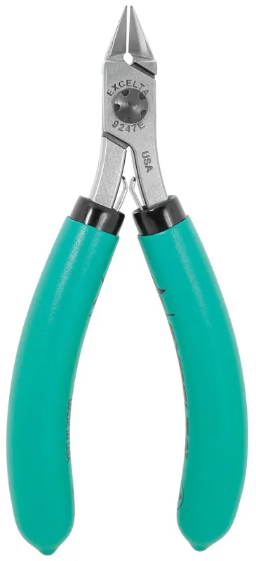Excelta 9247E ★★★★★ Lazer Line® ESD-Safe Medium Tapered Relieved Head Optimum Flush Carbon Steel Side Cutter with Standard Grip Handles, 4.5" OAL