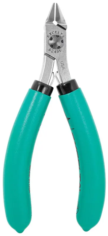 Excelta 9248E ★★★★★ Lazer Line® ESD-Safe Medium Tapered Relieved Head Lazer-Flush Carbon Steel Cutter with Standard Grip Handles, 4.5" OAL