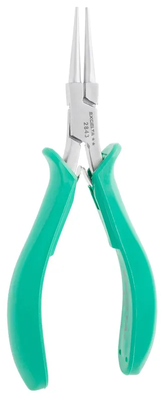 Excelta 2843 ★★ ESD-Safe Medium Round Nose Stainless Steel Forming Component Lead Pliers with Smooth Jaw Molded Grips, 5.75" OAL