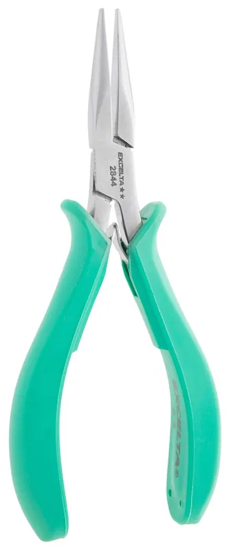 Excelta 2844 ★★ ESD-Safe Medium Chain Nose Stainless Steel Pliers with Smooth Jaw & Molded Grips, 5.75" OAL