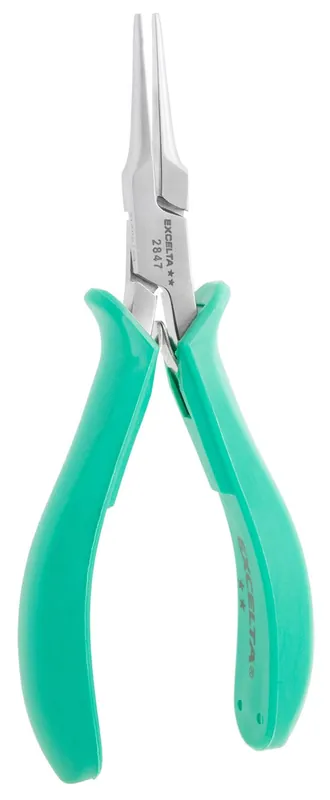 Excelta 2847 ★★ ESD-Safe Medium Tapered Needle Nose Stainless Steel Pliers with Smooth Jaw & Molded Grips, 5.75" OAL