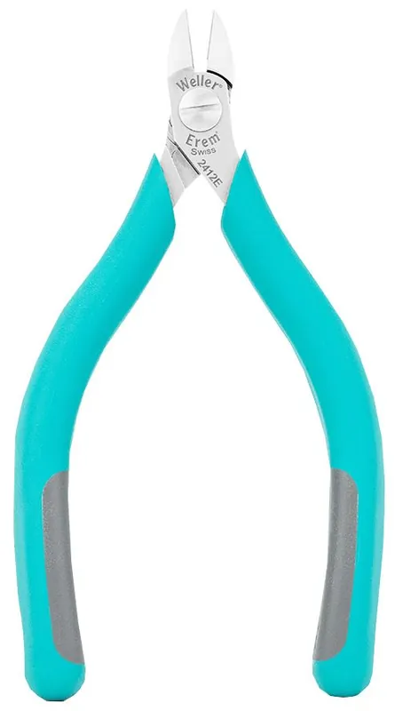 Erem 2412E MagicSense Swiss-Made ESD-Safe Medium Oval Head Semi-Flush Side Cutter with Ergonomic Handles for 16-32 AWG, 5.118" OAL