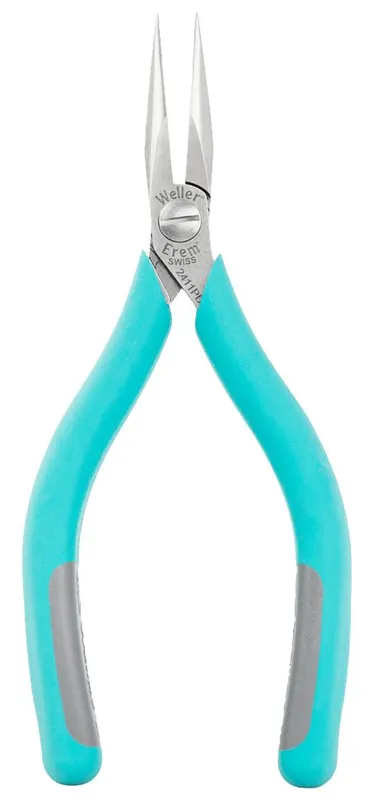 Erem 2411PD MagicSense® ESD-Safe Very Fine Needle Nose Pliers with Smooth, Rounded, Serrated Jaw & Ergonomic Handles, 5.29" OAL