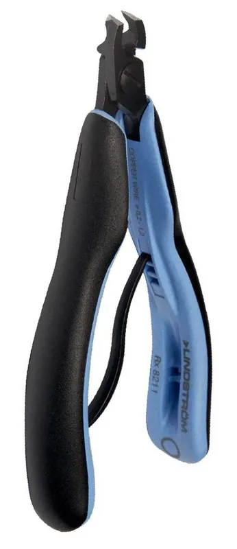 Lindstrom RX8211 ESD-Safe Small Angled 20° Oblique Short Head Flush Alloy Steel Cutter with ERGO™ Cushioned Grip Handles, 4.33" OAL