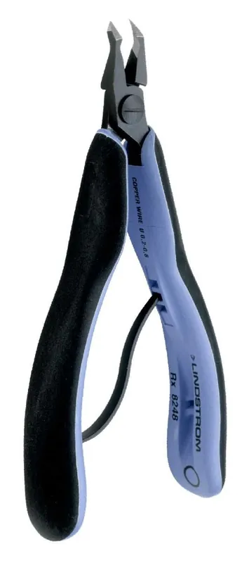 Lindstrom RX8248 ESD-Safe 45° Long Oblique Tapered Relieved Head Flush Alloy Steel Cutter with ERGO™Cushioned Grip Handles, 4.63" OAL