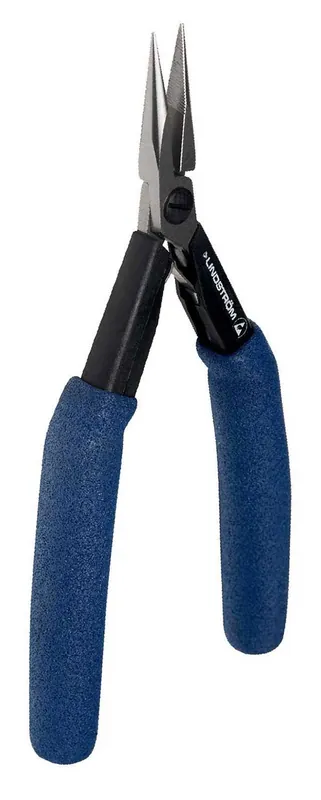 Lindstrom HS7891 HS Series ESD-Safe Medium, Long Chain Snipe Nose Pliers with Serrated Jaw & Long HandSaver Handles, 6.47" OAL
