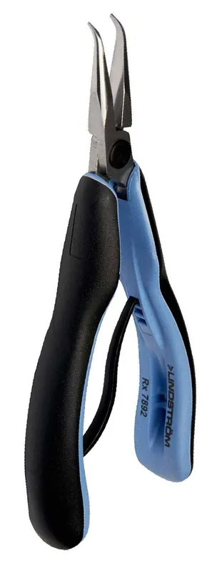 Lindstrom RX7892 RX Series ESD-Safe Medium, Bent Chain Snipe Nose Pliers with 60° Angled Smooth Jaw & ERGO™ Handles, 6.12" OAL