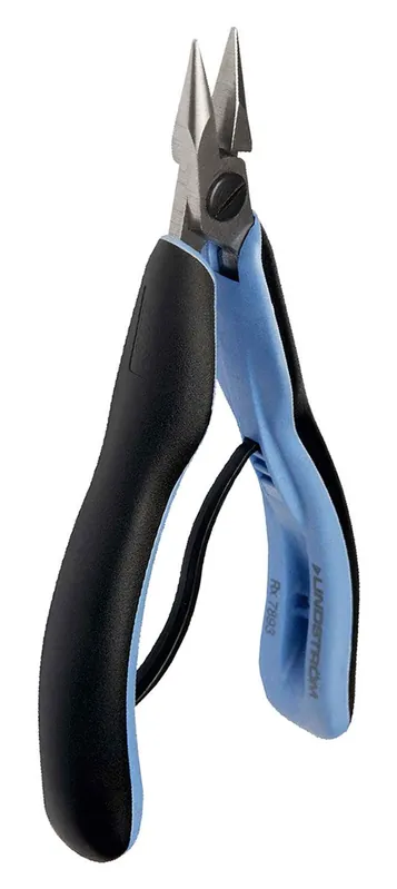 Lindstrom RX7893 RX Series ESD-Safe Small, Short Snipe Nose Pliers with One Serrated Jaw & ERGO™ Handles, 5.77" OAL