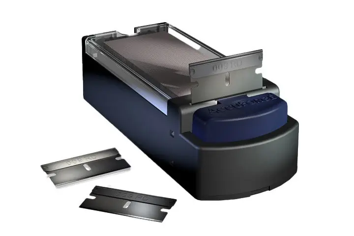 AccuForge AGBL-7036-0000 Blade Dispenser, includes 100 Single Edge 0.009" Carbon Steel Blades with Steel Backing (Pack of 100)