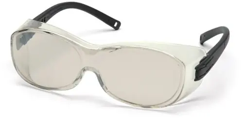 Pyramex S3580SJ OTS Over Prescription Safety Glasses with Black Frame & Indoor/Outdoor Mirror Lens