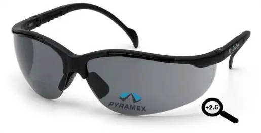 Pyramex SB1820R25 V2 Readers Safety Glasses with 2.5x Magnification, Black Frame & Gray Lens