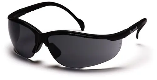 Pyramex SB1820ST Venture II Wrap Around Safety Glasses with Black Frame & Gray Anti-Fog Lens