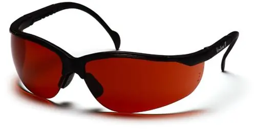 Pyramex SB1835S Venture II Wrap Around Safety Glasses with Black Frame & Sunblock Bronze Lens