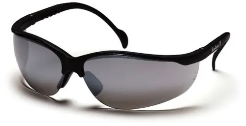 Pyramex SB1870S Venture II Wrap Around Safety Glasses with Black Frame & Silver Mirror Lens