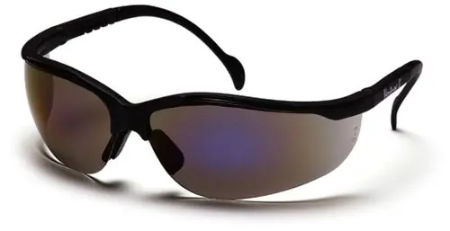 Pyramex SB1875S Venture II Wrap Around Safety Glasses with Black Frame & Blue Mirror Lens