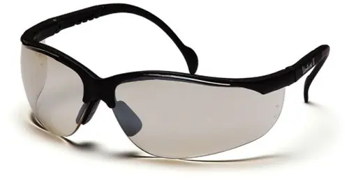 Pyramex SB1880S Venture II Wrap Around Safety Glasses with Black Frame & Indoor/Outdoor Mirror Lens