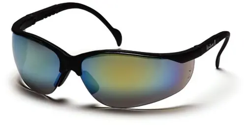 Pyramex SB1890S Venture II Wrap Around Safety Glasses with Black Frame & Gold Mirror Lens