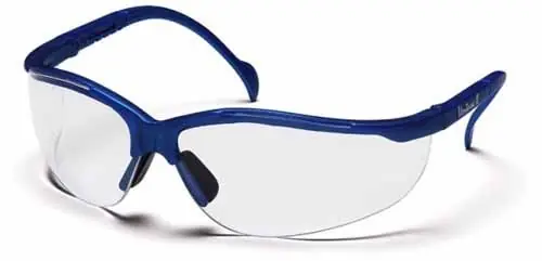 Pyramex SMB1810S Venture II Wrap Around Safety Glasses with Metallic Blue Frame & Clear Lens