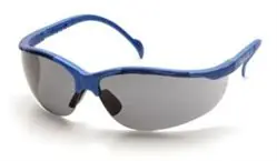 Pyramex SMB1820S Venture II Wrap Around Safety Glasses with Metallic Blue Frame & Gray Lens