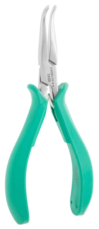 Excelta 2829 ★★ ESD-Safe Medium 60° Bent Nose Stainless Steel Pliers with Smooth Jaw & Molded Grips, 5.75" OAL