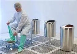 Palbam WR-3001 Type 304 Stainless Steel Cleanroom Waste Receptacle with Casters, 14" x 14" x 26"
