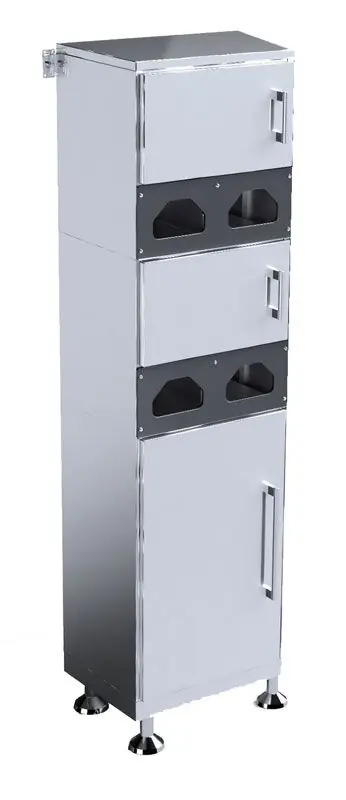 Palbam FFCS-0540-SST Stainless Steel Gowning Room Feeder Cabinet with 4 Slots, 16" x 20" x 79"