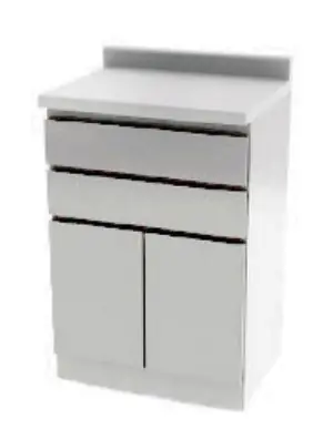 UMF Medical 6014QW Modular Lab Base Cabinet with 2 Drawers & 2 Doors, White, 24" x 36" x 40"