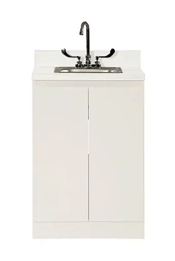 UMF Medical 6024QW Modular Lab Base Cabinet with Stainless Steel Sink & 2 Doors, White, 24" x 36" x 40"
