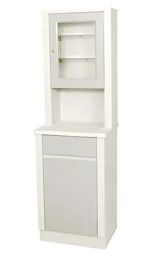 UMF Medical 6105QW Treatment Cabinet with Upper Cabinet, 1 Door & 1 Shelf, White, 20" x 65" x 16"