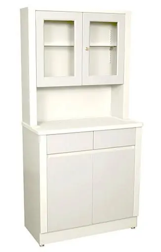 UMF Medical 6117QW Treatment Cabinet with Upper Cabinet, 2 Doors, 2 Drawers & 1 Shelf, White, 32" x 65" x 16"
