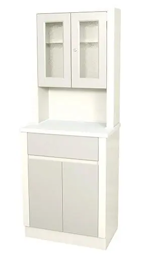 UMF Medical 6130QW Treatment Cabinet with Upper Cabinet, 2 Doors, 1 Drawer & 1 Shelf, White, 25" x 65" x 16"