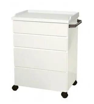 UMF Medical 6204QW Mobile Treatment Cabinet with 4 Drawers, White, 25" x 34" x 18"