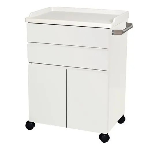UMF Medical 6214QW Mobile Treatment Cabinet with 2 Drawers & 2 Doors, White, 25" x 34" x 18"